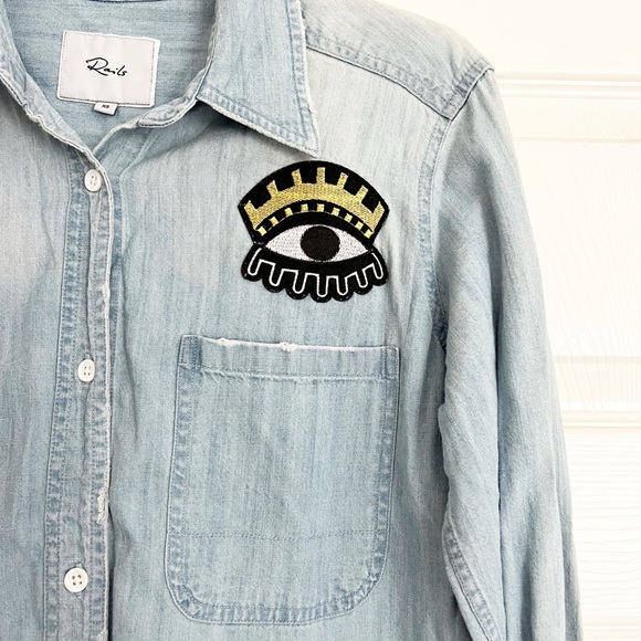 Rails Cleopatra Button Up Distressed Wash Patch Shirt - Picture 3 of 11